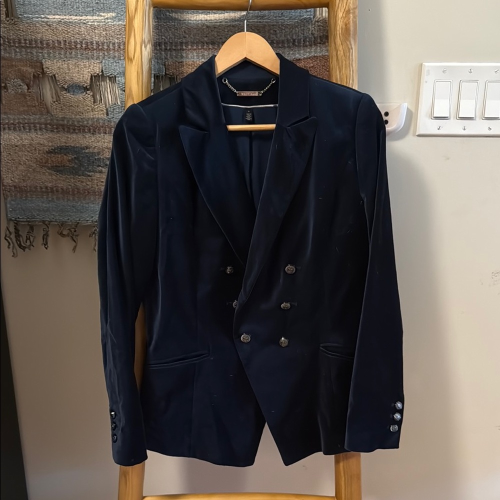 White House Black Market Blue Velvet Blazer